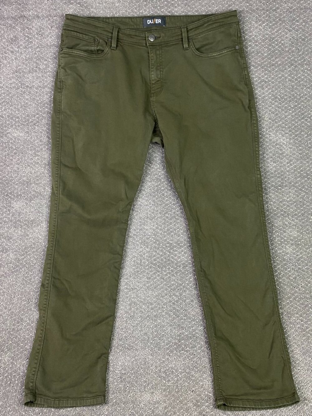 DUER No Sweat Relaxed Taper Pants Mens 40x32 Fit 40x31 Olive Green N2X DU/ER